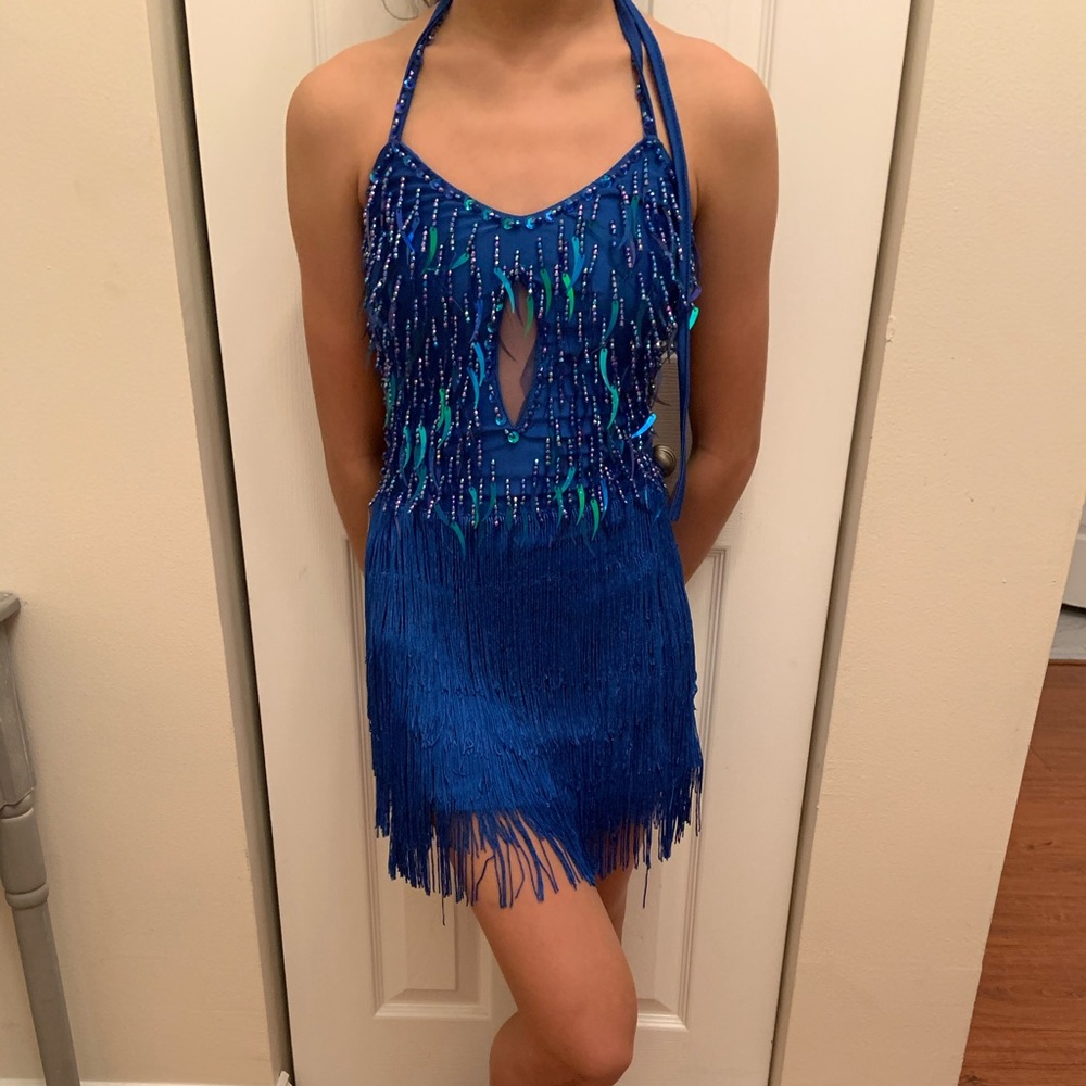 Girls Custom Royal Blue Jazz/Latin Dance Costume